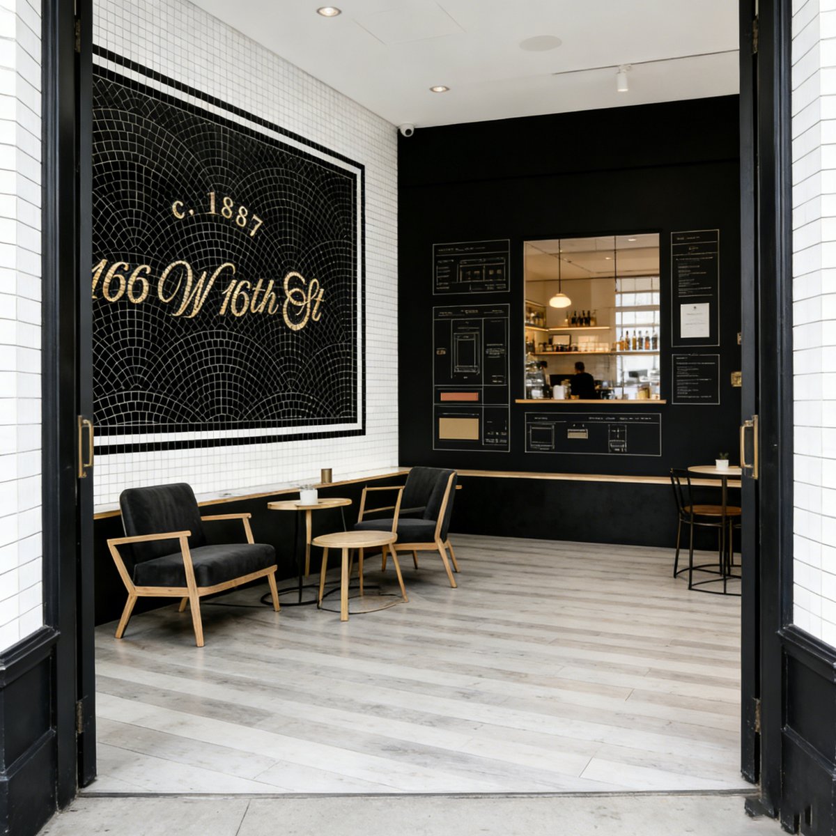 Handcrafted mosaic script lettering close-up detail