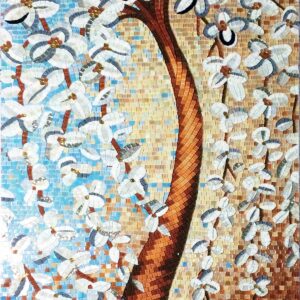 Handmade Flower Mosaic Art #10 | Botanical Tile Wall Decor