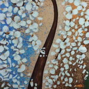 Handmade Flower Mosaic Art #11 | Botanical Tile Wall Decor