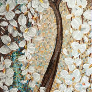 Handmade Flower Mosaic Art #12 | Botanical Tile Wall Decor