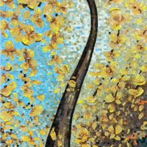 Handmade Flower Mosaic Art #15 | Botanical Tile Wall Decor