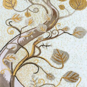 Handmade Flower Mosaic Art #19 | Botanical Tile Wall Decor