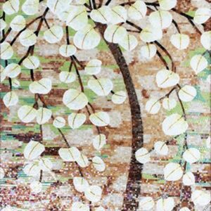 Handmade Flower Mosaic Art #20 | Botanical Tile Wall Decor