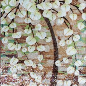 Handmade Flower Mosaic Art #21 | Botanical Tile Wall Decor