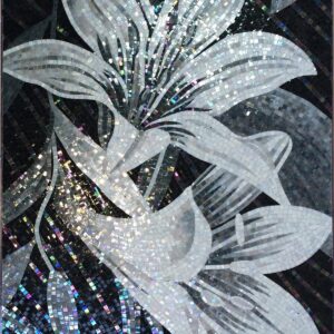 Handmade Flower Mosaic Art #27 | Botanical Tile Wall Decor