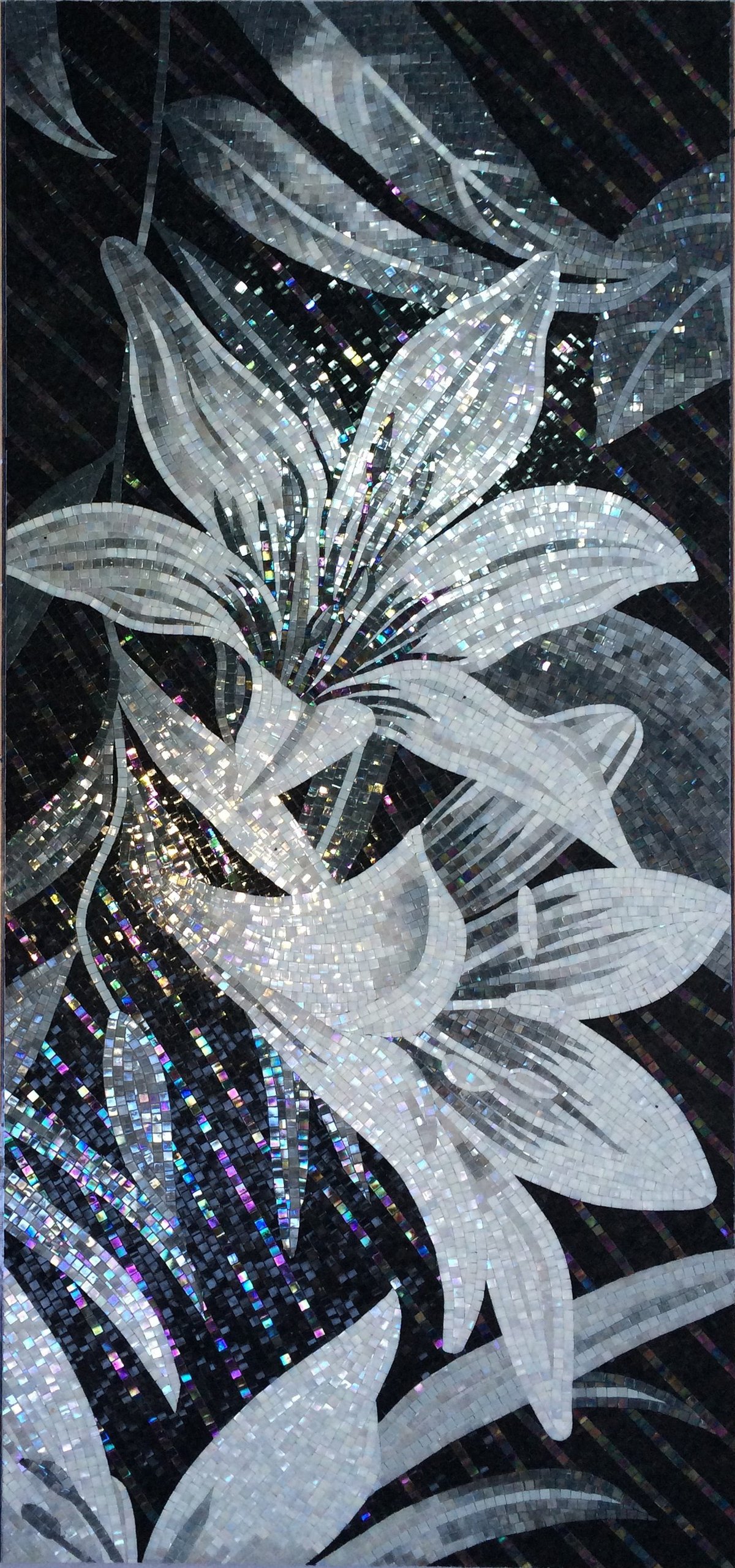 Handmade Flower Mosaic Art #27 | Botanical Tile Wall Decor