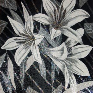 Handmade Flower Mosaic Art #28 | Botanical Tile Wall Decor