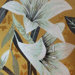 Handmade Flower Mosaic Art #29 | Botanical Tile Wall Decor