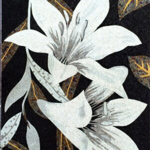 Handmade Flower Mosaic Art #32 | Botanical Tile Wall Decor