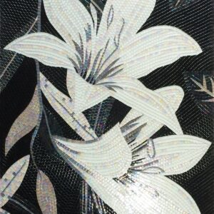 Handmade Flower Mosaic Art #33 | Botanical Tile Wall Decor