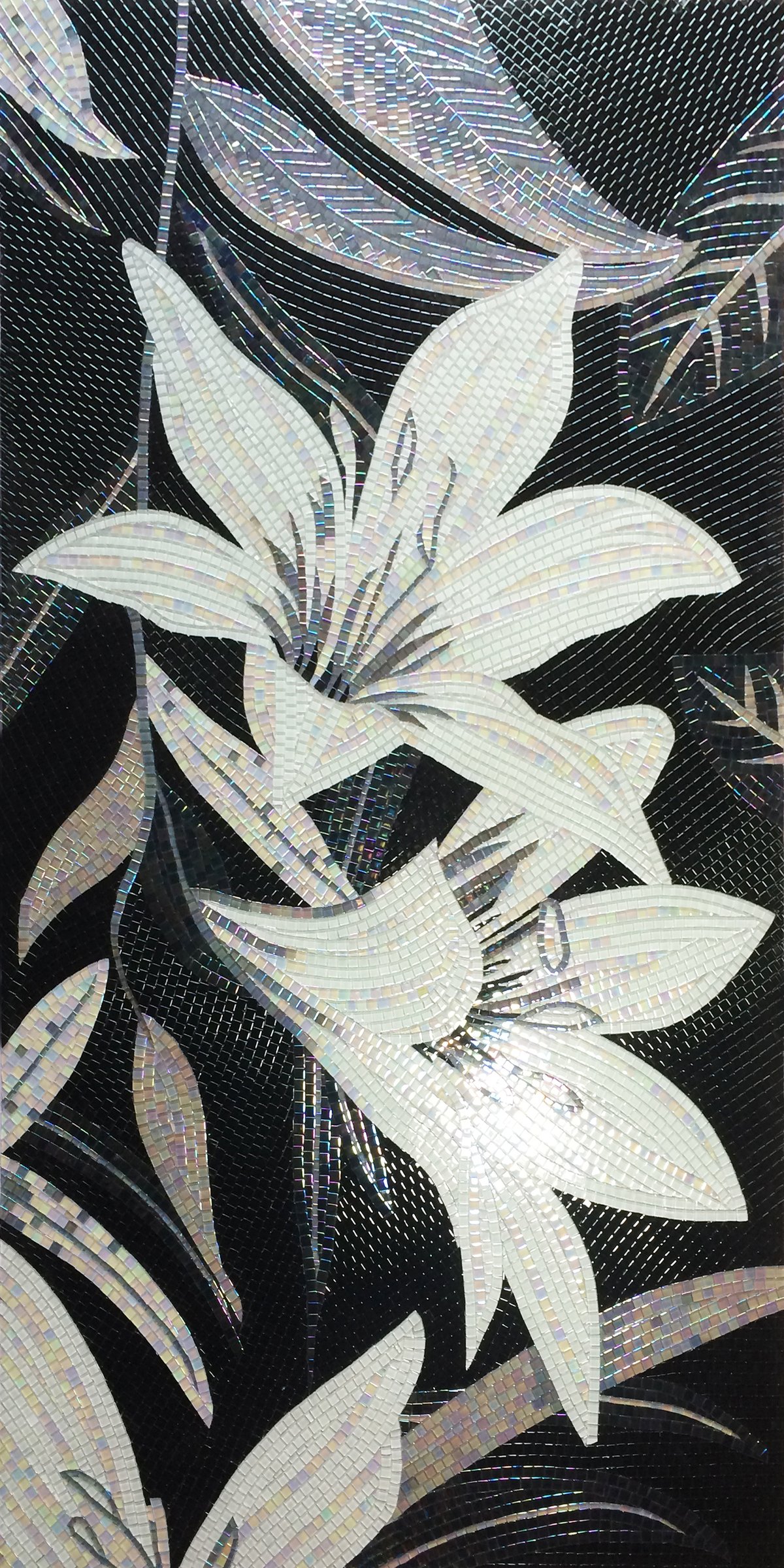 Handmade Flower Mosaic Art #33 | Botanical Tile Wall Decor