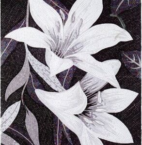 Handmade Flower Mosaic Art #34 | Botanical Tile Wall Decor