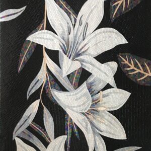 Handmade Flower Mosaic Art #35 | Botanical Tile Wall Decor