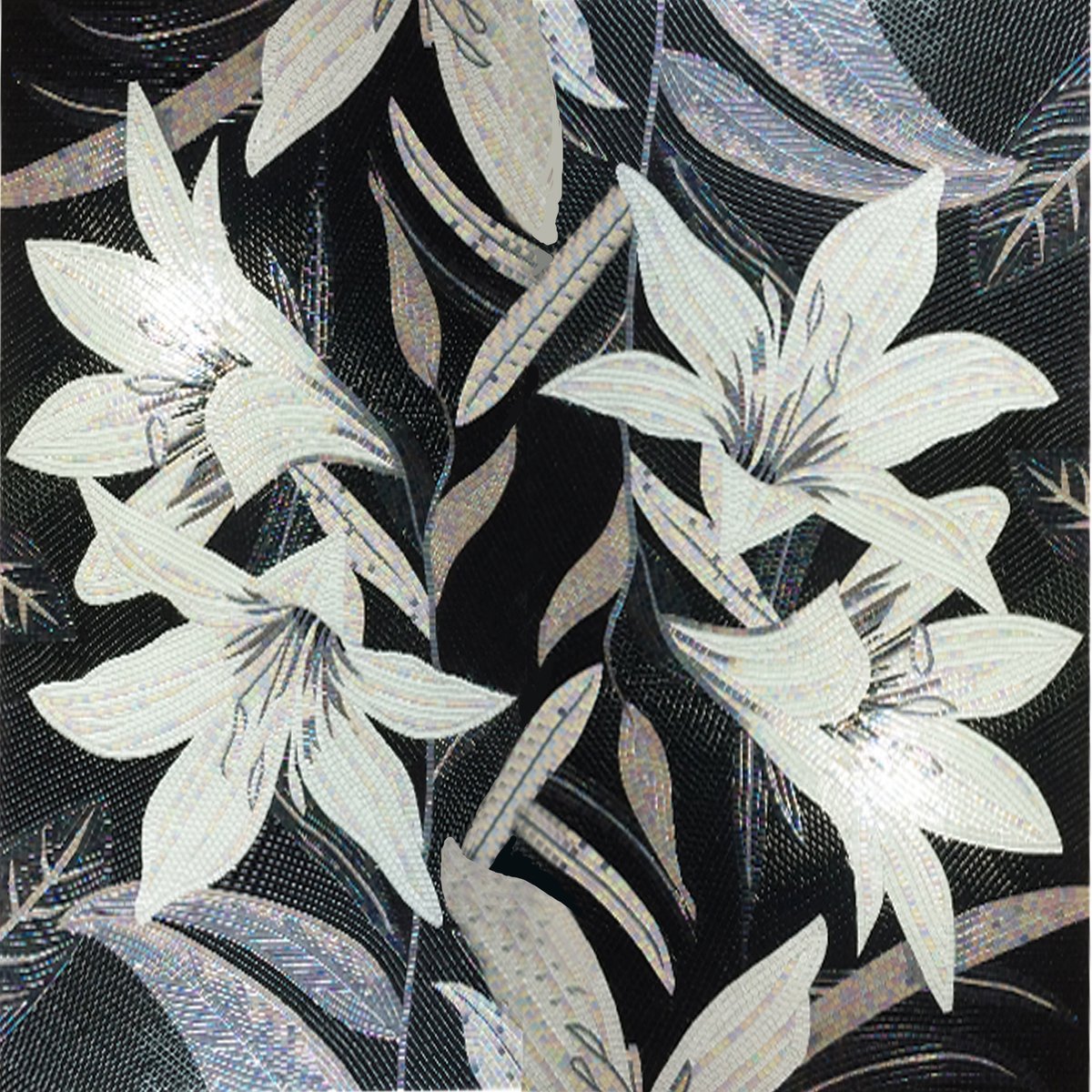 Handmade Flower Mosaic Art #36 | Botanical Tile Wall Decor