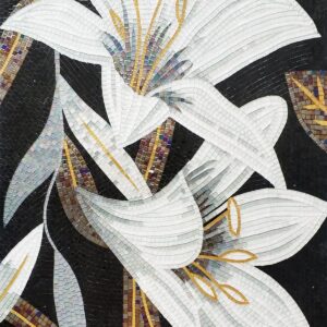 Handmade Flower Mosaic Art #37 | Botanical Tile Wall Decor