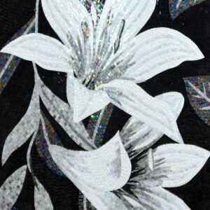 Handmade Flower Mosaic Art #38 | Botanical Tile Wall Decor