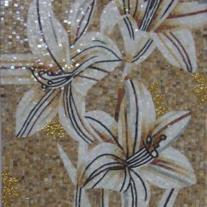 Handmade Flower Mosaic Art #40 | Botanical Tile Wall Decor