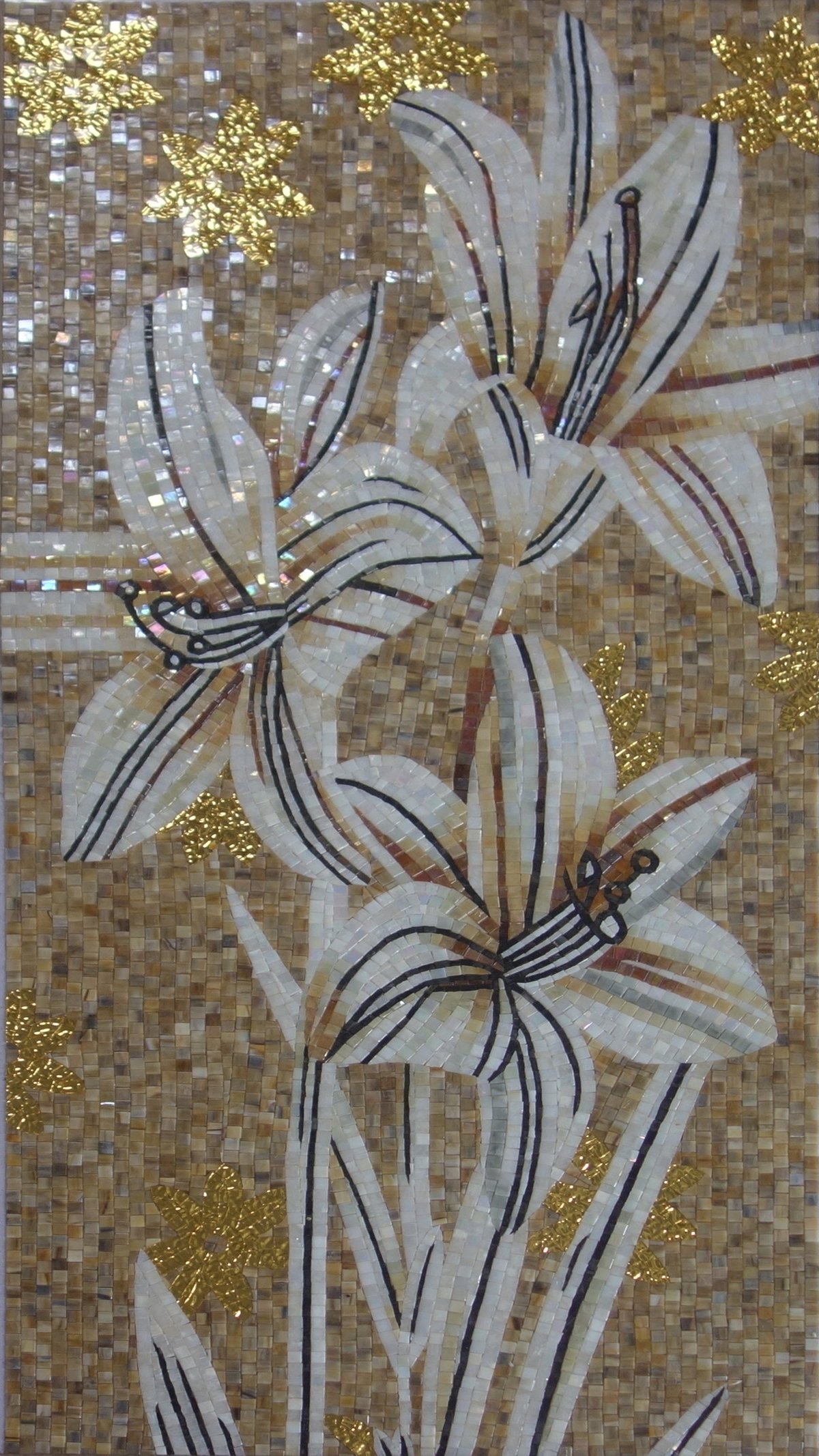 Handmade Flower Mosaic Art #40 | Botanical Tile Wall Decor