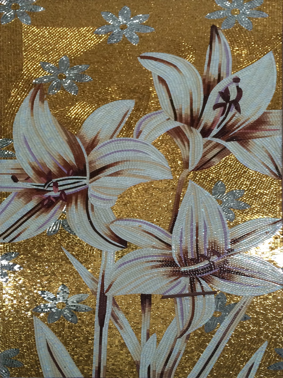 Handmade Flower Mosaic Art #41 | Botanical Tile Wall Decor