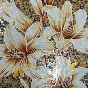 Handmade Flower Mosaic Art #42 | Botanical Tile Wall Decor