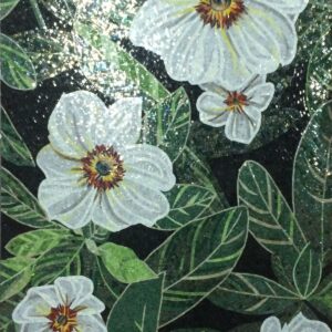 Handmade Flower Mosaic Art #44 | Botanical Tile Wall Decor