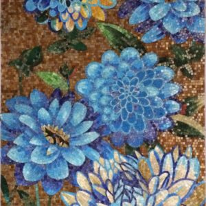 Handmade Flower Mosaic Art #45 | Botanical Tile Wall Decor