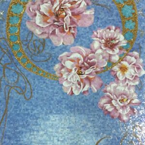 Handmade Flower Mosaic Art #46 | Botanical Tile Wall Decor