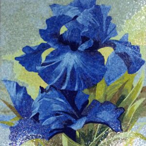 Handmade Flower Mosaic Art #49 | Botanical Tile Wall Decor