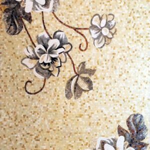 Handmade Flower Mosaic Art #50 | Botanical Tile Wall Decor