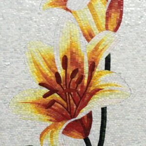 Handmade Flower Mosaic Art #52 | Botanical Tile Wall Decor