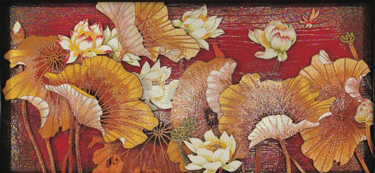 Handmade Flower Mosaic Art #53 | Botanical Tile Wall Decor