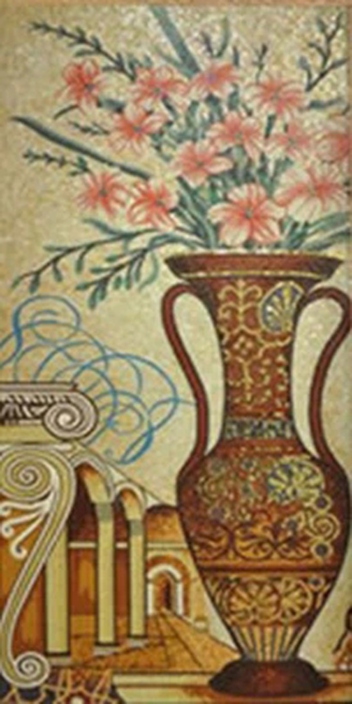 Handmade Flower Mosaic Art #54 | Botanical Tile Wall Decor