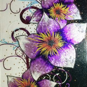 Handmade Flower Mosaic Art #56 | Botanical Tile Wall Decor