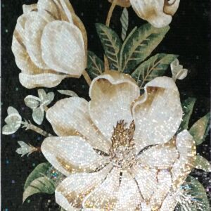 Handmade Flower Mosaic Art #58 | Botanical Tile Wall Decor