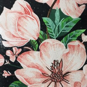 Handmade Flower Mosaic Art #59 | Botanical Tile Wall Decor