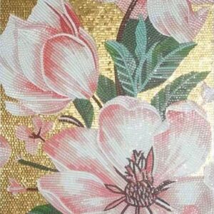 Handmade Flower Mosaic Art #60 | Botanical Tile Wall Decor