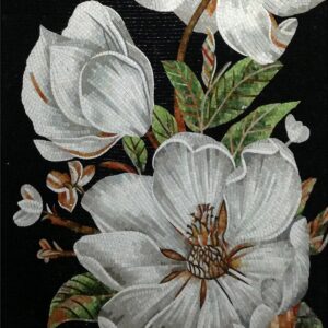 Handmade Flower Mosaic Art #61 | Botanical Tile Wall Decor