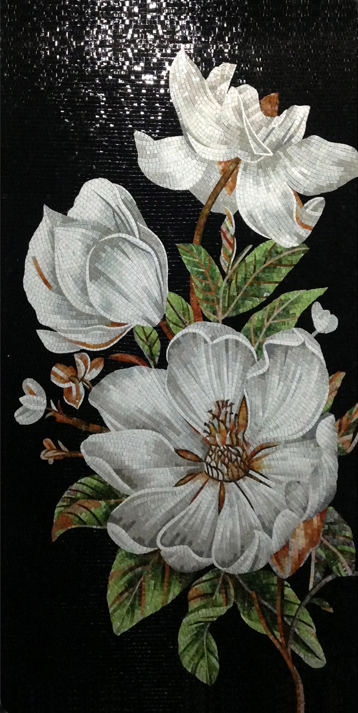 Handmade Flower Mosaic Art #61 | Botanical Tile Wall Decor