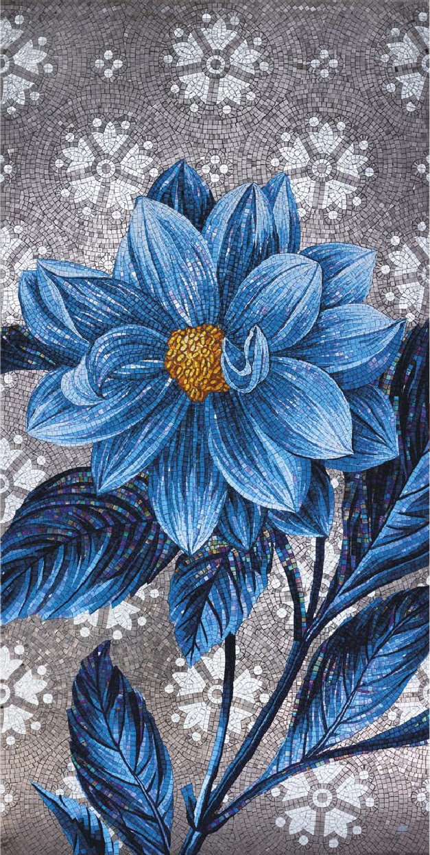 Handmade Flower Mosaic Art #64 | Botanical Tile Wall Decor