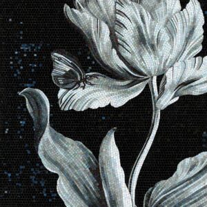 Handmade Flower Mosaic Art #65 | Botanical Tile Wall Decor