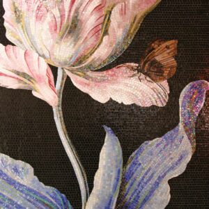 Handmade Flower Mosaic Art #66 | Botanical Tile Wall Decor