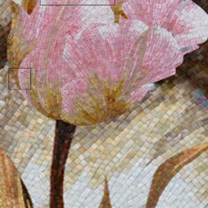 Handmade Flower Mosaic Art #67 | Botanical Tile Wall Decor