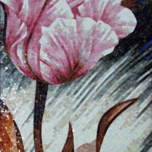 Handmade Flower Mosaic Art #68 | Botanical Tile Wall Decor