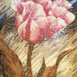 Handmade Flower Mosaic Art #69 | Botanical Tile Wall Decor