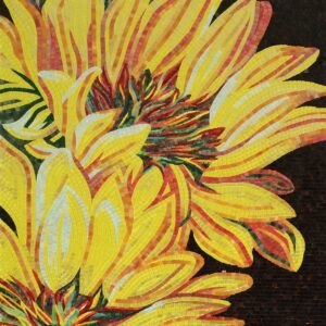 Handmade Flower Mosaic Art #71 | Botanical Tile Wall Decor