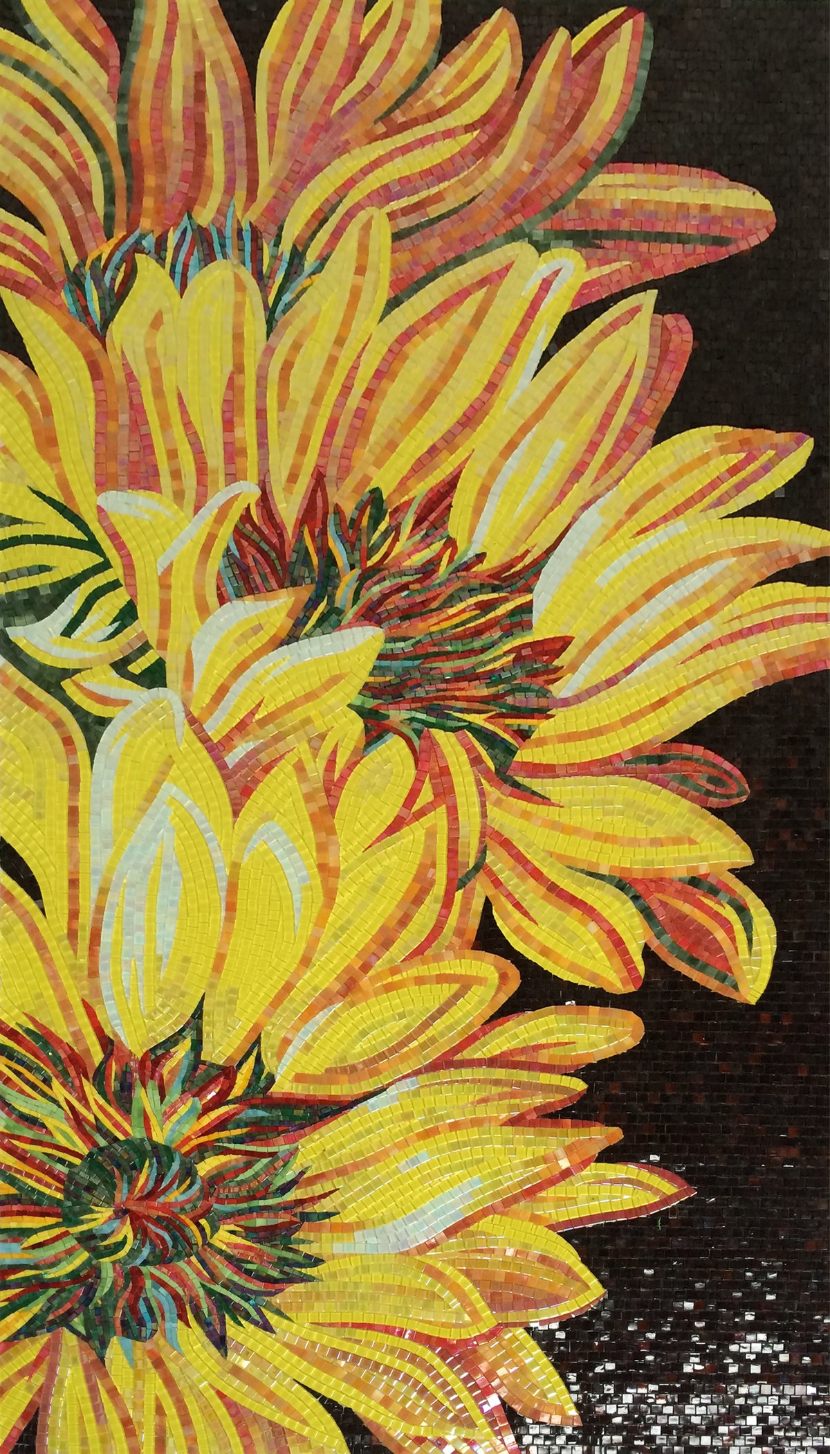 Handmade Flower Mosaic Art #71 | Botanical Tile Wall Decor