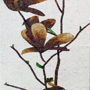 Handmade Flower Mosaic Art #72 | Botanical Tile Wall Decor