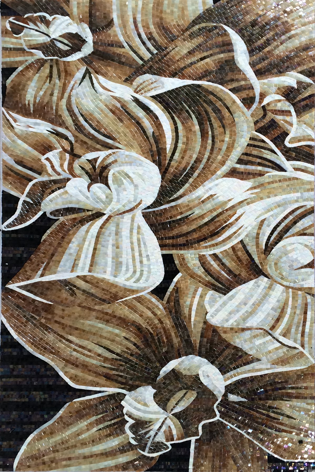 Handmade Flower Mosaic Art #73 | Botanical Tile Wall Decor