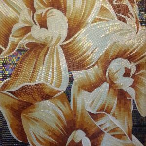 Handmade Flower Mosaic Art #75 | Botanical Tile Wall Decor