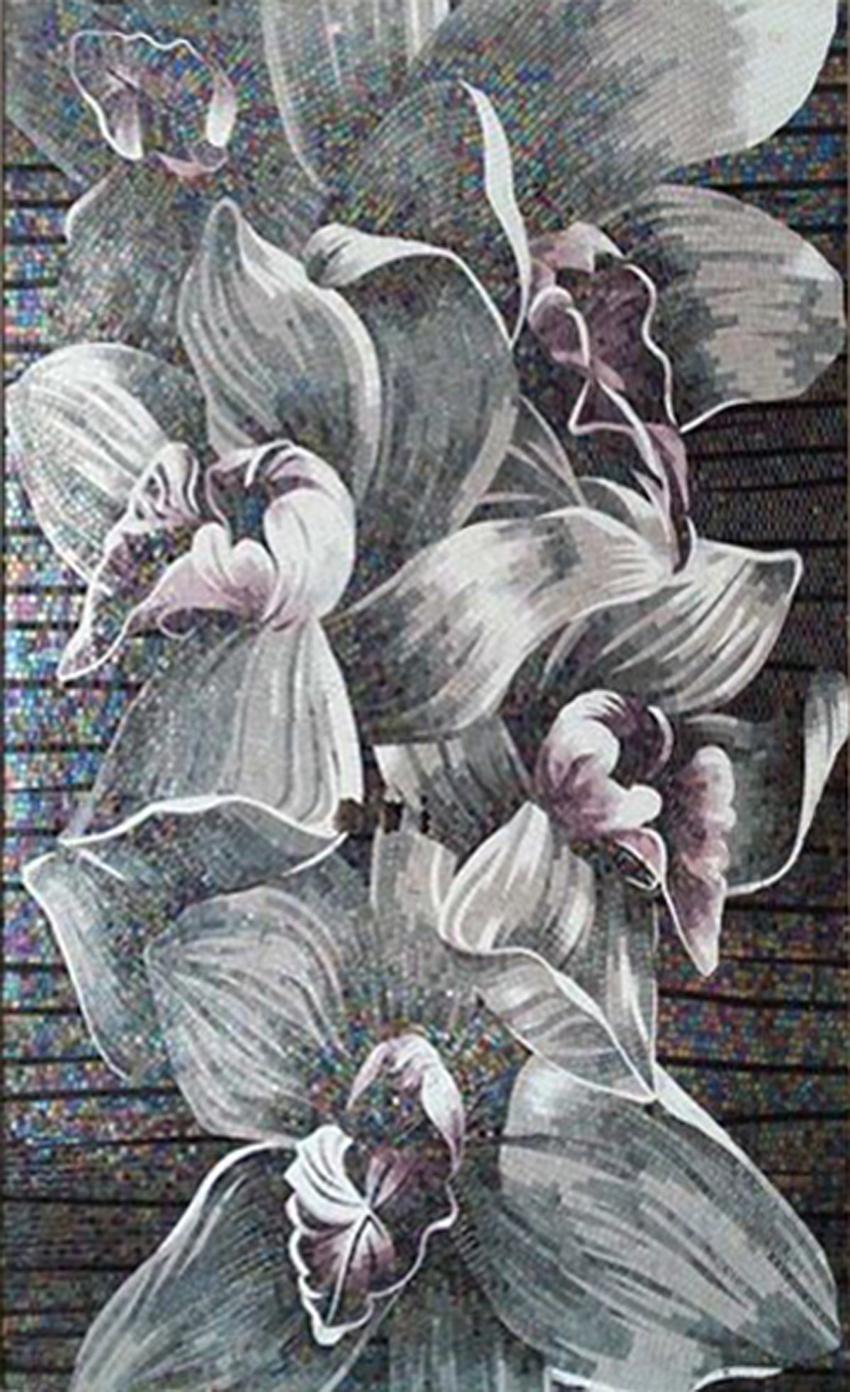 Handmade Flower Mosaic Art #76 | Botanical Tile Wall Decor